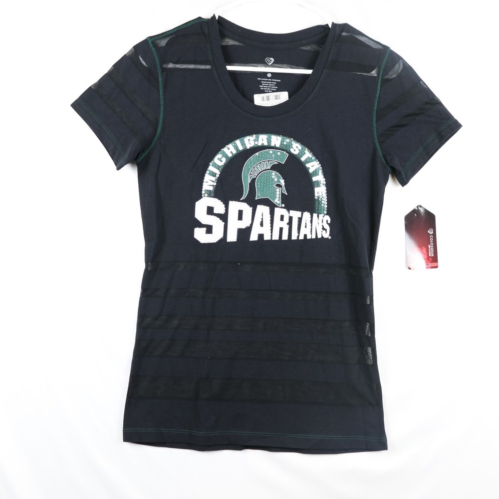 Michigan State Spartans Shirt Womens Medium NCAA Basketball Sequin Colosseum